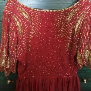 VIRGOS LOUNGE RED SEQUIN "JULIA" MAXI DRESS US 8